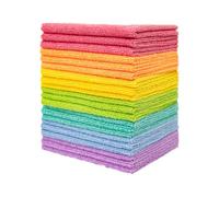 Lot de 12 chiffons de nettoyage en microfibre - 25 x 25 cm - Multicolores - Doux - Doux - Absorbants - Non pelucheux - Lavables - Pour la maison, la voiture