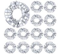 Lot de 12 chouchous à paillettes métalliques pour queue de cheval disco Argenté Pour spectacle, gym, danse, fête, club, fille et femme, rétro années 70, 80, 90, disco