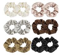 Lot de 12 chouchous élastiques en soie, 6 couleurs, élastiques en satin doux, chouchous en soie pour femmes et filles