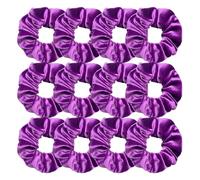 Lot de 12 chouchous en velours for femmes et filles, élastiques à cheveux, blancs, noirs, bleus, verts, violets, rouges roses(PURPLE)