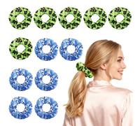 Lot de 12 chouchous mignons pour filles et femmes, avec motif floral, accessoires pour cheveux, accessoires pour l'été, fournitures de fête quotidiennes (noir et blanc)