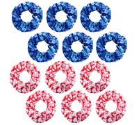 Lot de 12 chouchous mignons pour filles et femmes, avec motif floral, accessoires pour cheveux, cadeaux pour l'été, fournitures quotidiennes de fête (rouge-bleu)