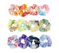 Lot de 12 chouchous teints par nœuds en coton de qualité supérieure pour filles, bandes élastiques mignonnes arc-en-ciel, accessoires pour cheveux doux pour queue de cheval, élastiques pour cheveux