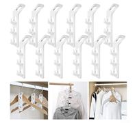 Lot de 12 cintres en cascade épais en polypropylène pour penderie avec 3 crochets par unité - Lot de 12 cintres en bois et acier inoxydable