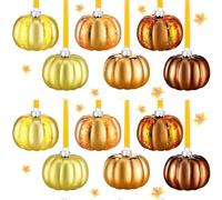 Lot de 12 citrouilles d'automne à Suspendre - Décorations d'arbre à Suspendre - Mini Boule de | Décoration sculptée à la Main pour l'automne, Halloween, Automne, intérieur, Cuisine