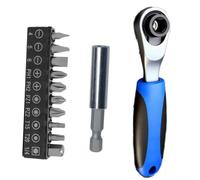 Lot de 12 clés à cliquet compactes à 72 dents avec fonction réversible et prise en main ergonomique, pour mini tournevis en acier bleu avec tige d'extension et dix embouts pour des réparations rapides