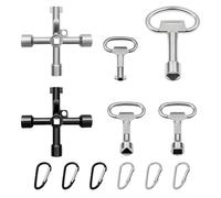 Lot de 12 Clés Multifonction Triangle Passe Partout avec Boucle d’escalade, Clé Coffret EDF Gaz Enedis GRDF, Clé Armoire Electrique et Robinet, Outil Universel pour Maintenance Réparation Extérieure