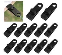 Lot de 12 Clip de Bâche Tente, Pince pour Bâche, Réglable Tent Clip, pour Maintenir Les Accessoires de Camping, pour Auvents, Camping, Caravane, Couvertures de Voiture et Autres Usages (Noir)