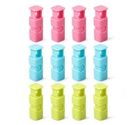 Lot de 12 clips de fermeture réutilisables pour sacs | Clips alimentaires en plastique pour pain, chips, collations, café, congélateur et sacs de stockage Bleu, vert, rouge