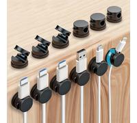 Lot de 12 clips de support de câble à ressort, gestion des cordons, [verrouillage en 1S], organisateur de fils, rangement de bureau, support de câble de charge de téléphone (noir)