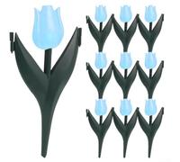 Lot de 12 clôtures de jardin en plastique avec motif tulipe charmant pour définir les espaces extérieurs et protéger les plantes (fleurs bleues)