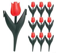 Lot de 12 clôtures de jardin en plastique avec motif tulipe emboîtable pour une installation facile et de beaux paysages (fleurs rouges)