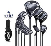 Lot de 12 clubs de golf pour homme gauche avec sac, putter 5-SW, angle réglable de 8,5 ° à 12,5 °, rebond élevé, contrôle facile de la balle