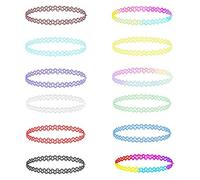 Lot de 12 colliers ras du cou élastiques au henné pour femme et fille, Résine, Non connu
