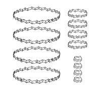 Lot de 12 colliers ras du cou pour femme - Collier élastique - Accessoires des années 90 - 4 pièces - Collier, bracelet et bague - Chaîne de tatouage des années 90 - Noir avec diamants blancs