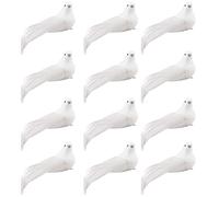 Lot de 12 colombes artificielles avec clip - Fausse queue en mousse - Oiseaux blancs - Ornements pour sapin de Noël