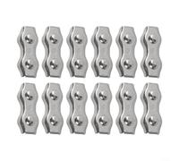 Lot de 12 connecteurs de câble métallique M5 en acier inoxydable à double pince pour clôture électrique jusqu'à 5 mm, facile à installer, lien ferme pour la sécurité du jardin et de la ferme