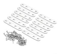 Lot de 12 connecteurs de support de plaque plate en acier inoxydable pour réparation et renforcement de meubles, angle à 180 degrés, longueurs de 57 mm et 77 mm (77 mm)