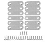 Lot de 12 connecteurs de support de plaque plate en acier inoxydable pour réparation et renforcement de meubles, angle à 180 degrés, longueurs 57 mm et 77 mm (57 mm)