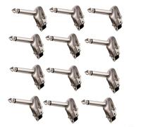 Lot de 12 connecteurs jack 6,35 mm à angle droit en métal argenté pour guitare câble audio pédale effet bricolage soudure câble patch pour studio d'enregistrement professionnel mixeur microphone