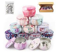 Lot de 12 Contenant pour Bougie kit Fabrication Bougie Pot Bougie Vide avec des Motifs Exquis. kit Bougie avec 50 mèche Bougie pour Faire des Bougies