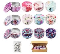 Lot de 12 Contenant pour Bougie kit Fabrication Bougie Pot Bougie Vide avec des Motifs Exquis. kit Bougie avec 50 mèche Bougie pour Faire des Bougies