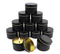 Lot de 12 Contenants de Bougie, 120ml Pot a Bougie Vide Metal avec Couvercle Boîtes à Bougies, Fournitures de Fabrication de Bougies de Bricolage Rangement pour Thé, Bonbons, Bougie