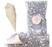 Lot de 12 Cornets Confettis de Mariage Avec Pétales de Fleurs Séchées Lavande et Jasmin - Pour Mariage Bohème Champêtre, Cornet en feuille de pin Biodégradables - Artisanat France (Provence)