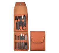 Lot de 12 coupe-ongles en acier inoxydable pour manucure, pédicure et étui en polyuréthane, outils de soin indispensables, ciseaux à sourcils, kit de soin des ongles de voyage