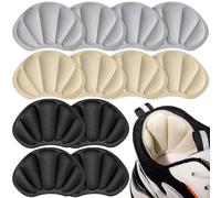 Lot de 12 coussinets de talon, en maille auto-adhésive pour éviter que les chaussures ne soient trop grandes, inserts de coussin de talon pour homme et femme, noir, blanc, gris