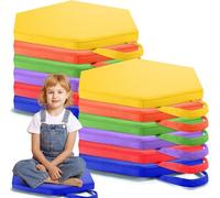 Lot de 12 coussins de sol de 30 cm pour la salle de classe Sièges souples avec poignées Coussins hexagonaux pour la salle de classe - Mobilier pour enfants, tout-petits, crèches et écoles maternelles
