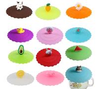 Lot de 12 couvercles en silicone pour verres à boire, anti-poussière, couvercles en silicone réutilisables, anti-fuite, pour café, verre à vin, maison