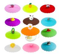 Lot de 12 couvercles en silicone pour verres à boire, couvercles en silicone anti-poussière, réutilisables, anti-fuite, pour café, verre à vin, maison