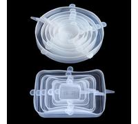 Lot de 12 couvercles extensibles en silicone - Réutilisables - Miracle - Souples - Écologiques - Pour micro-ondes - Pour bols en silicone - Pour vaisselle, bocaux, bols (rond WT+rectangulaire)