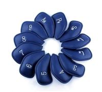 Lot de 12 Couvre Club, Couvre-fers de Golf en Cuir Bleu