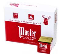 Lot de 12 craies de billard Master Gold avec bo te de protection - Craie de billard professionnelle pour un rev tement lisse et uniforme sur la p