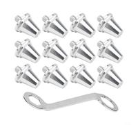 Lot de 12 crampons de rechange antidérapants en alliage d'aluminium pour chaussures de rugby et de randonnée, avec clé (15 mm)