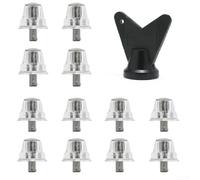 Lot de 12 crampons de rechange en alliage d'aluminium antidérapants et stables pour chaussures de rugby et de randonnée sur herbe (13/15 mm, transparents)