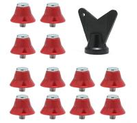 Lot de 12 crampons de rechange légers en aluminium rouge pour chaussures de rugby avec clé à molette, pour entraînement sur gazon et match (13 mm, rouge)