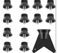 Lot de 12 crampons en alliage d'aluminium pour chaussures de rugby, chaussures de randonnée avec clé, noir, 13 mm et 16 mm de long, filetage 5 mm, adhérence stable (toit plat)