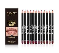 Lot de 12 crayons à lèvres mats durables et imperméables - Velours mat - Maquillage à lèvres doux et hautement pigmenté