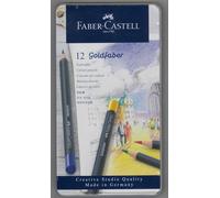 Faber-Castell Crayons de couleur Goldfaber Metal – mine de craie grasse – Coffret métal 12 pièces