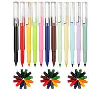 Lot de 12 crayons de couleur magiques éternelles avec gomme et 36 pointes interchangeables - Réutilisables - Pour la peinture d'enfants, les écoles scolaires, les studios