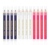 Lot de 12 crayons de couture pour tissu, lavables avec capuchons, parfaits pour les tailleurs, le matelassage, les couturières et les loisirs créatifs (bleu, rose, blanc)