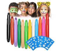 Lot de 12 crayons de maquillage pour enfants, peinture corporelle, lavables et non toxiques, pour Halloween, fête d'anniversaire, Nouvel An, Noël, carnaval (A)