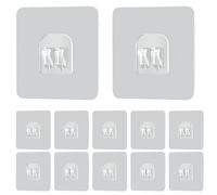 Lot de 12 Crochet Adhesif Mural, 7x7cm Crochets Adhesifs de Rechange pour Etagre de Douche - Auto Adhésifs sans Perçage, Crochets Adhésifs Transparents pour Cuisine, Salle de Bain, WC Oorte Mur