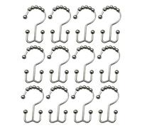 Lot de 12 crochets de rideau de douche, double face, en fer antirouille, double face, pour tringle de douche, salle de bain