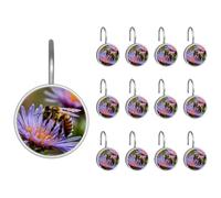 Lot de 12 crochets de rideau de douche en acier inoxydable résistant à la rouille Motif abeille florale