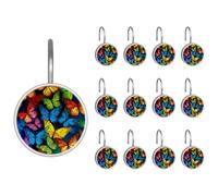 Lot de 12 crochets de rideau de douche en forme de papillon pour salle de bain, crochets décoratifs pour rideaux de douche et doublure
