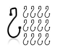 Lot de 12 crochets en forme de S en métal antirouille pour rideau de douche, cuisine, chambre à coucher, noirs